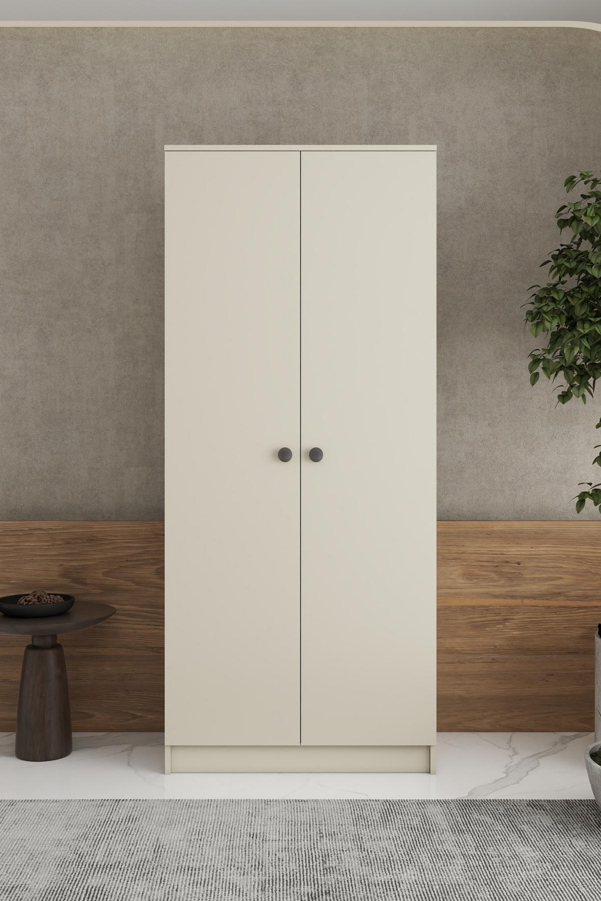 2 Kapaklı 2 Raflı Tek Askılı Mega Elbise Dolabı İMB066