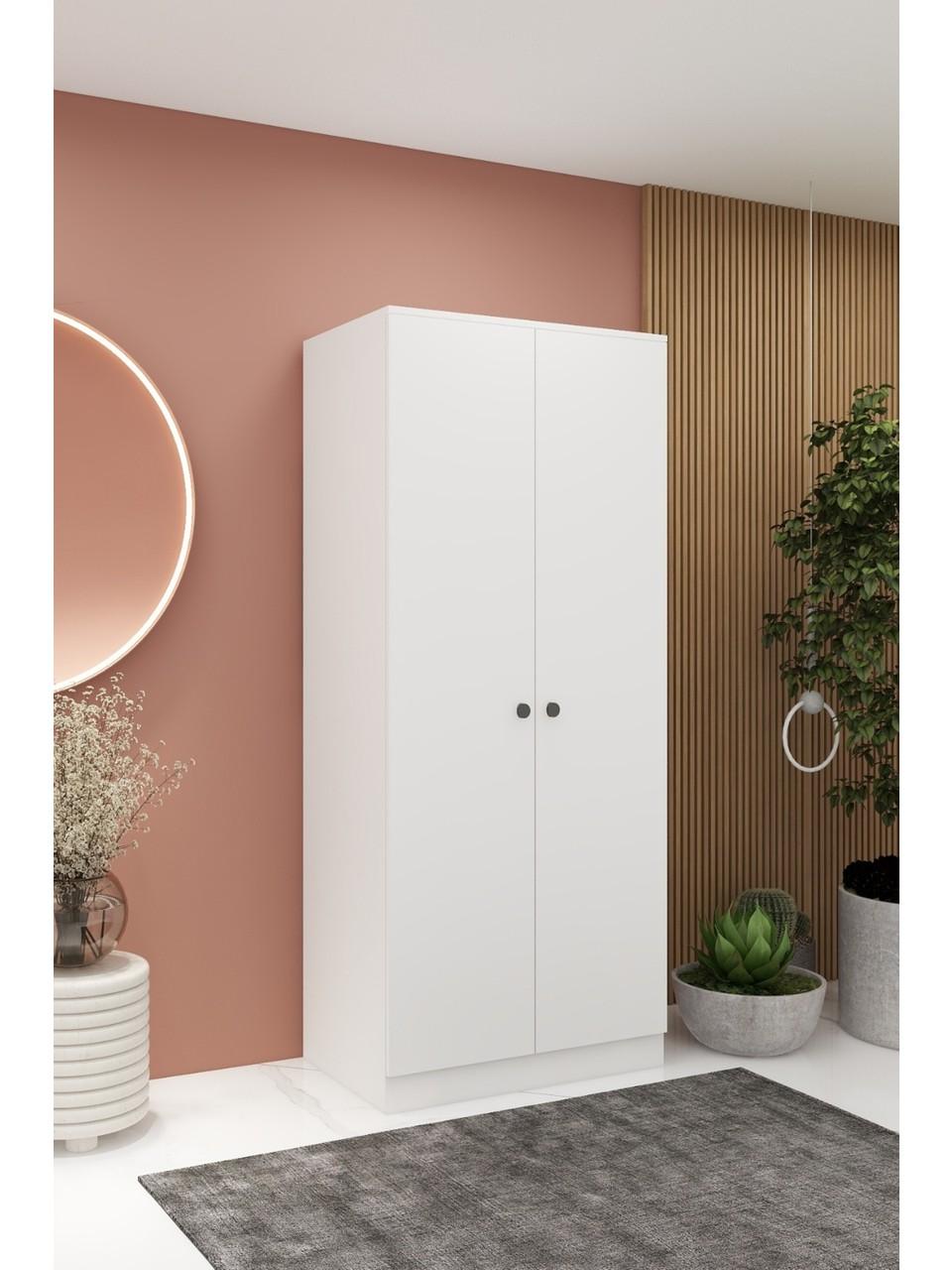 İmbaş 2 Kapaklı 2 Askılı Mega Elbise Dolabı Beyaz İMB062